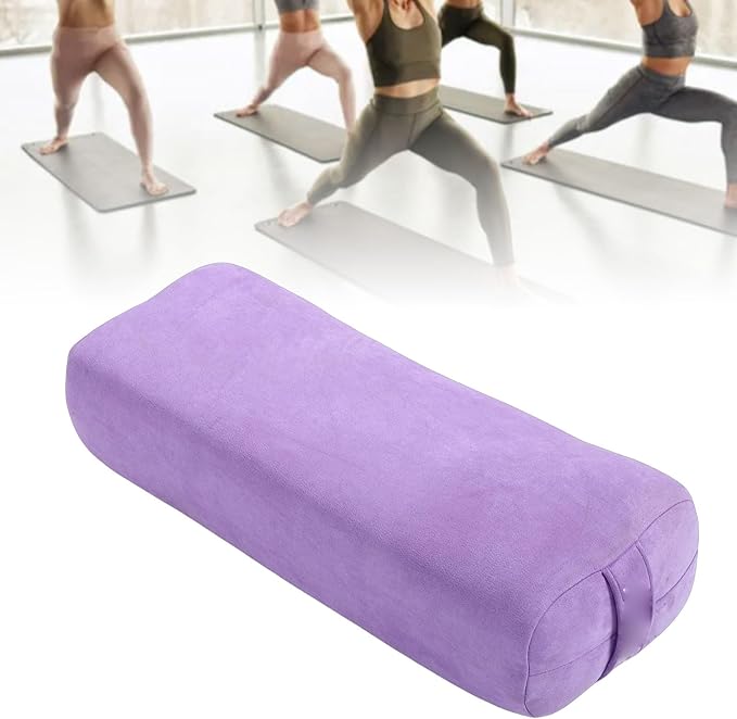 SPYMINNPOO Yoga Bolster, Meditation Cushion & Floor Pillow with 3 Layer Support, Washable Velvet Cover & Carry Handle (Purple)