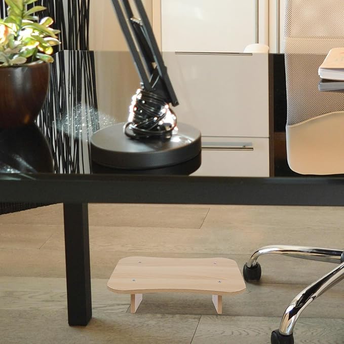 Uonlytech Natural Solid Wood Office Desk Footrest Stool Ergonomic Multipurpose Feet Rest for Under Desk Use Comfortable Posture Support Compact Portable Design for Home and Work