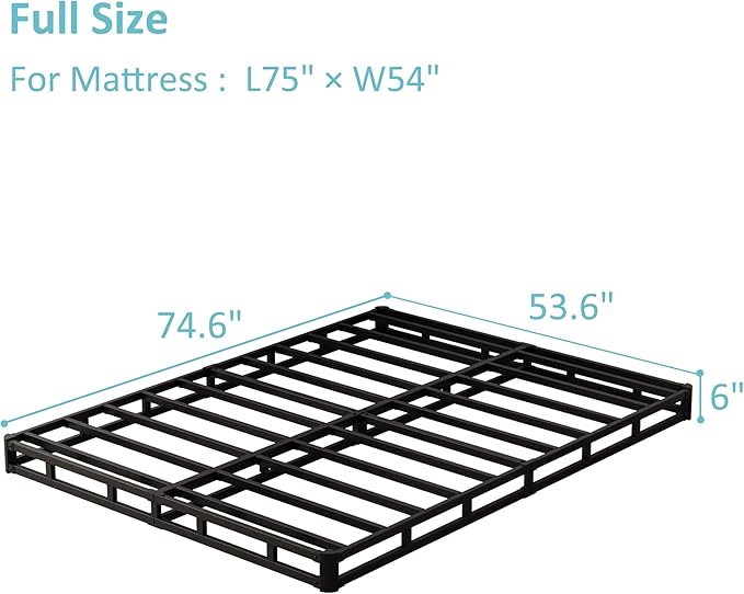 Upcanso Full Size Box Spring Bed Base 6 Inch, Low Profile Metal Boxspring Full Size with Fabric Cover, 3000 Lbs Max Weight Capacity Mattress Foundation, Noise-Free, Easy Assembly