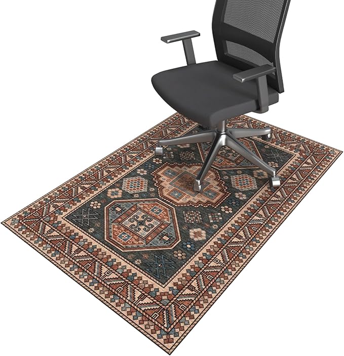 SALLOUS Chair Mat for Hard Floors, 36" x 48" Office Chair Mat for Hardwood Floor, 0.16'' Thicker Slip Resistant Floor Protector Desk Rug for Home, Floor Mat for Gaming Chairs (Vintage Red-Brown)