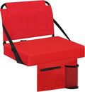Stadium Seat for Bleachers with Back Support and Wide Padded Cushion Stadium Chair - Includes Shoulder Strap and Cup Holder