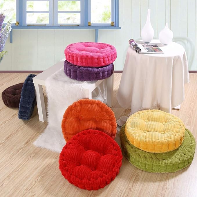 Round Soft Chair Cushions Home Floor Pillow Indoor Corduroy Chair Pads Office Seat Cushion, 15" D.