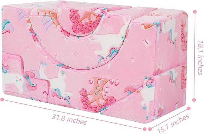 MeMoreCool Toddler Foam Climbing Couch – Modular Kids Sofa with Slide & Stair, Glow‑in‑Dark Convertible Playroom Sectional for Crawling, Climbing & Kids’ Play