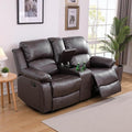 Caberryne Leather Recliner Sofa，Reclining Loveseat for Living Room Furniture Sets, Light Brown Double Recliner Loveseat for Living Room/Office/Theater Seating/Rv(2 Seater Couch)