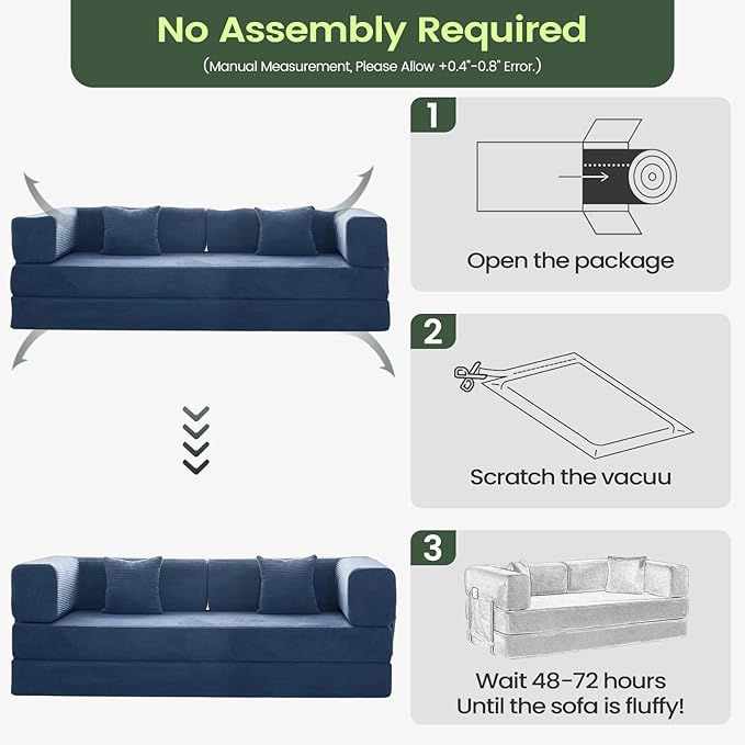 Multi-functionalcorduroy Sofa Bed, Crafted from Corduroy Fabric, is Ideal for Apartments and Living Rooms. Sleeper Sofa Couch Folding futon or Foldable Floor Convertible Floor Studio | Multi-functional