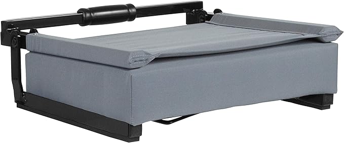 Flash Furniture Grandstand Portable Stadium Seat for Bleachers or Benches, Folding Padded Stadium Chair with Carrying Handle, 500 lb. Weight Capacity, Gray