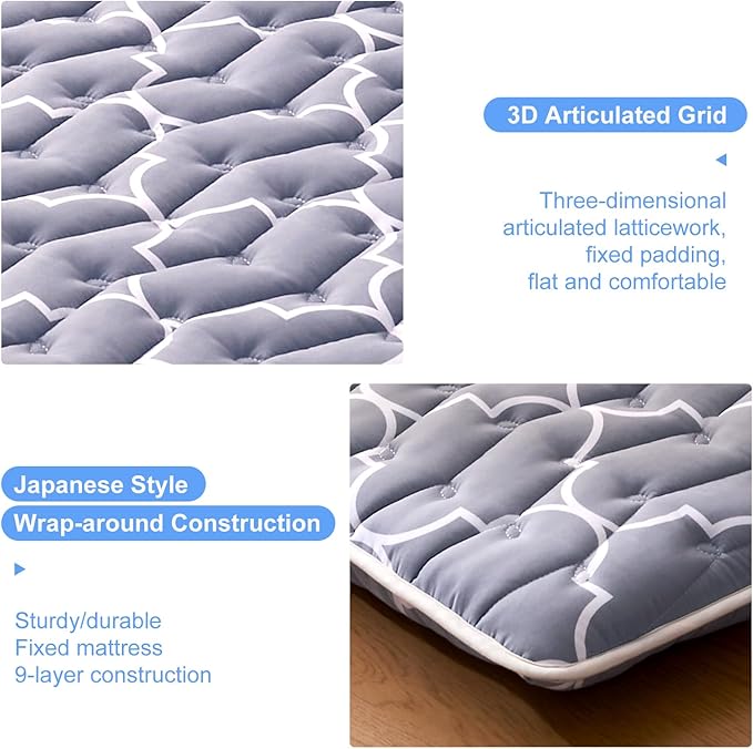jzbearapt Premium Foam Japanese Floor Mattress Futon Mattress,100% High Density Comfortable Foam,Thicken Tatami Mat Sleeping Pad,Portable Kids Adults Sleeping Mats for Guest Room, Dormitory
