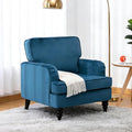 chairus Mid Century Modern Velvet Accent Chair, Vintage Club Armchair with Firm Supportive Seat & Soft Backrest, Comfy Single Sofa Reading Chair for Living Room Bedroom Apartment, Blue