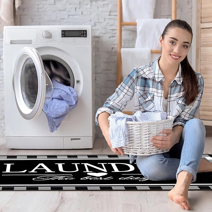 Farmhouse Laundry Room Rug Runner 20"X59" Kitchen Mat Washable Entryway Rugs Soft Non Slip Laundry Carpets Comfort Standing Desk Mats,Carpet for Sink,Office,Laundry Room Decor Accessories