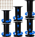 Olldag 6 Pcs Adjustable Height Furniture Support Legs [with Screws] 3.15-4.72 inch, Metal Heavy Duty Furniture Replacement Legs for Chair/Bed/Sofa/Cabinet/Couch/Dresser/Bed/Table (Black)