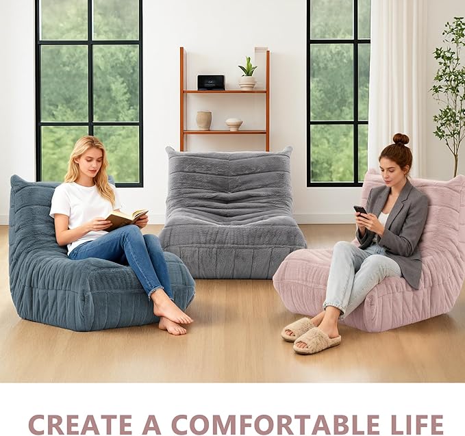 Bean Bag Chair for Adults, Giant Bean Bag Sofa Oversized Beanbag Chairs, Fireside Bean Bag Couch with High Density Sponge Filled Large Bean Bags Chair for Apartment Living Room Bedroom, Dusty Pink