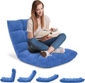 Giantex Floor Chairs, Floor Gaming Chair with Back Support, Coral Velvet, 14 Adjustable Position, Thick Sponge Padding, Floor Seating Lounge for Reading, Watching TV, Meditation, Gaming Chair Floor