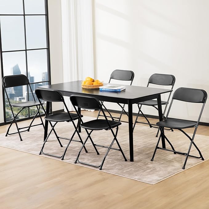 Sweetcrispy Folding Chair 20 Pack, Plastic Foldable Chairs with 330-Pound Capacity, Sturdy Metal Portable Chair, Easy to Use and Store, Outdoor and Indoor, for Home, Office, Party, Comfy, Black