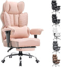 COMHOMA Desk Office Chair 400LBS Big and Tall Office Chairs Ergonomic Gaming Chairs with Wide Seat Leather High Back Chair with Foot Rest Adjustable Armrests Pocket Spring Lumbar Support