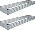 DIIYIV 2PCS 12x4x1FT Galvanized Raised Garden Bed Kit,Vegetable Boxes-Rectangle Metal Flower Box,Large Planter Raised Beds Outdoor Garden for Planting,Fruit,Herb-Silver