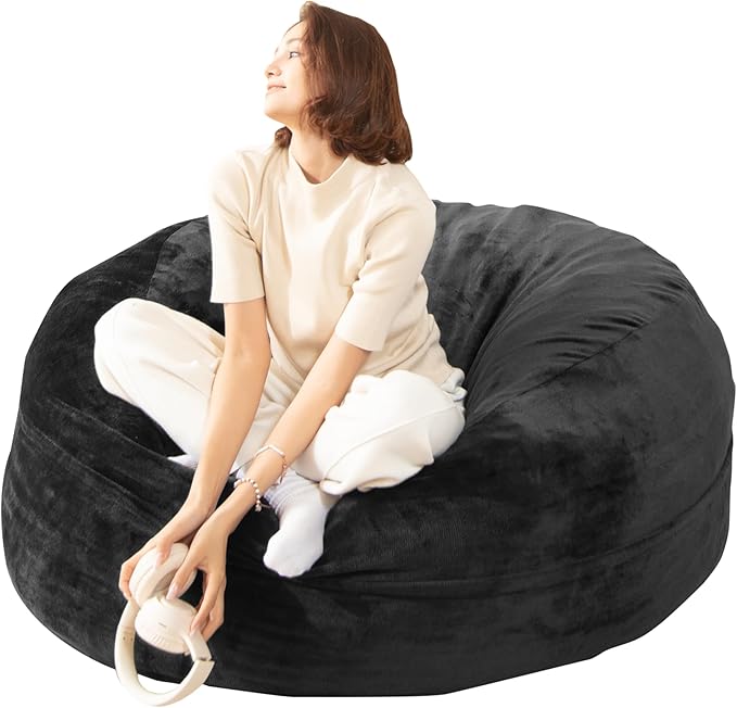 Bean Bag Chair for Adults, Floor Bean Bags Offers Ample Space for Adults,Memory Foam Giant Bean Bags,Lounger Versatile Design Suits Any Room,Movie Nights,Reading(Gray,4FT)