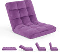 GARTMILAN Large Lazy Sofa, 24-inch Wide Plush Velvet Adjustable Floor Chair, 14-Position Armless Sofa(Purple)