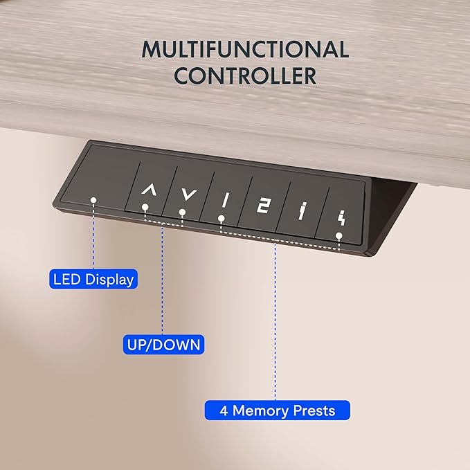 FLEXISPOT EN1 One-Piece Standing Desk 48 x 24 Inches Height Adjustable Electric Desk (Silver Frame + Grey Wood Grain Top, 2 Packages)