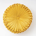 vctops Yellow Velvet Seat Cushions Round Floor Pillows Thicken Chair Cushions Pleated Chair Pads Seat Pad Throw Pillows for Bedroom Living Room (Yellow,Diameter 15")