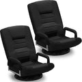 Swivel Gaming Chair 360 Degree Multipurpose 2PACK Floor Chair w/Armrest & 6 Adjustable Postions Backrest for Adults & Kids, for Reading, Gaming, Watching, Relaxing, Black