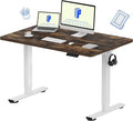 FLEXISPOT EN1 One-Piece Standing Desk, 48 x 30 Inches Electric Height Adjustable Desk for Home Office and Workstation (White Frame + Rustic Brown Top, 2 Packages)