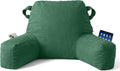 Unisakey Portable Comfy Reading Pillows for Bed Sitting Up(Green Oeko-Tex), Velvet Back Pillow with Arms & Pockets for Adults, Support Memory Foam Bed Pillow for Dorm/Reading/Watching/Gaming