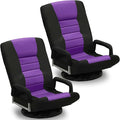 Swivel Gaming Chair 360 Degree Multipurpose 2PACK Floor Chair w/Armrest & 6 Adjustable Postions Backrest for Adults & Kids, for Reading, Gaming, Watching, Relaxing, Purple