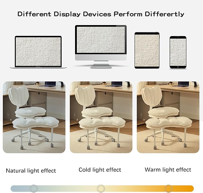 Meditation Chair with Lumbar Support,360° Swivel Cross Legged Chair with Wheels, Ergonomic Cross Legged Office Chair for Adults with ADHD, Height-Adjustable, Double Layer Design,Teddy Fabric, Ivory