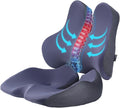 KWYBOW Large Seat Cushion & Lumbar Support Pillow Set for Car & Office Chair,Memory Foam Ergonomic Desk for Tailbone & Sciatica & Hip Pain Relief,Back Support-Black
