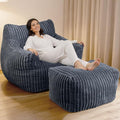 Giant Bean Bag Chair with Ottoman, Oversized Plush Comfy Bean Bag Sofa for Adults and Kids, Memory Foam Mini Couch Single Lounges for Living Room, Bedroom & Game Room(Gray)