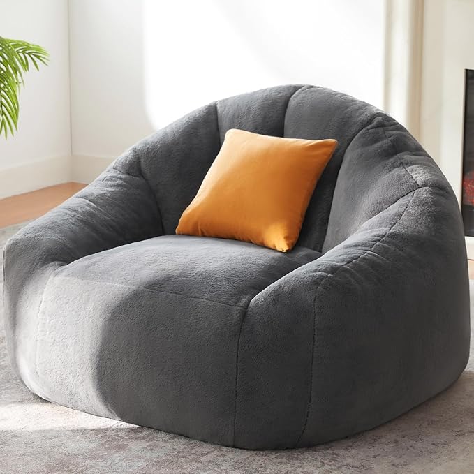 HUGHEAVEN Giant Bean Bag Chair, Oversized Bean Bag Chairs for Adults and Kids,Bean Bag Chairs for Teens,Comfy Fluffy Bean Bag Chair with Armrests,Bean Bag Sofa Lounge Floor Sofa for Gaming, Reading