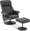 MCombo Swivel Recliner with Ottoman, TV Chair with Vibration Massage, Ideal for RV Small Space, Living Room & Bedroom 4539 (Faux Leather, Dark Grey)