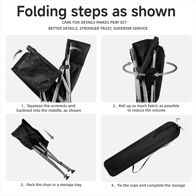 Folding Camping Chair with Cup Holder and Storage Bag, Heavy Duty Support 400 LBS, Oversized Collapsible Portable Camping Chair for Outdoor Camp, Picnic, Travel, Fishing Black
