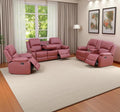 Caberryne Leather Recliner Sofa Set，Leather Reclining Couch for Living Room Furniture Sets，Red Recliner Couch with 5 Recliners for Living Room/Office/Theater Seating(Sofa Set 3 Pieces)