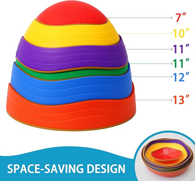 Oranmew Stepping Stones for Kids – Toddler Stepping Stones for Balance and Sensory Play, Non-Slip Indoor and Outdoor Balance Toys for Boys and Girls Age 3+, Stackable 6 Pcs Set