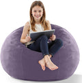 HABUTWAY 2FT Bean Bag Chair, 2' Beanbags Small Bean Bag Chairs with Filling, Teardrop Bean Bag Chair Luxurious Velvet Ultra Soft Fur with Removable Cover (Purple)