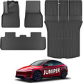 KARPAL Floor Mats Fit for Tesla Model Y Juniper 2025 2026 5-Seat (Not Fit 7 Seats), TPE All Weather Floor Mats & Trunk Mats Backrest Mat 4-PCS for Model Y Juniper Accessories