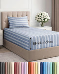 Extra Deep Pocket Twin Sheets - 3 Piece Breathable & Cooling Bed Sheets - Hotel Luxury Bed Sheet Set - Soft, Wrinkle Free & Comfy - Easily Fits Extra Deep Mattresses - Deep Pocket Blue Striped Sheets