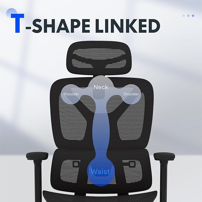 FLEXISPOT ErgoX Premium Ergonomic Office Chair with Footrest- Adjustable 3D Armrests, Dynamic Lumbar Support, Recline & Tilt Function, Mesh Seat, for Home & Office Use,Black Foam