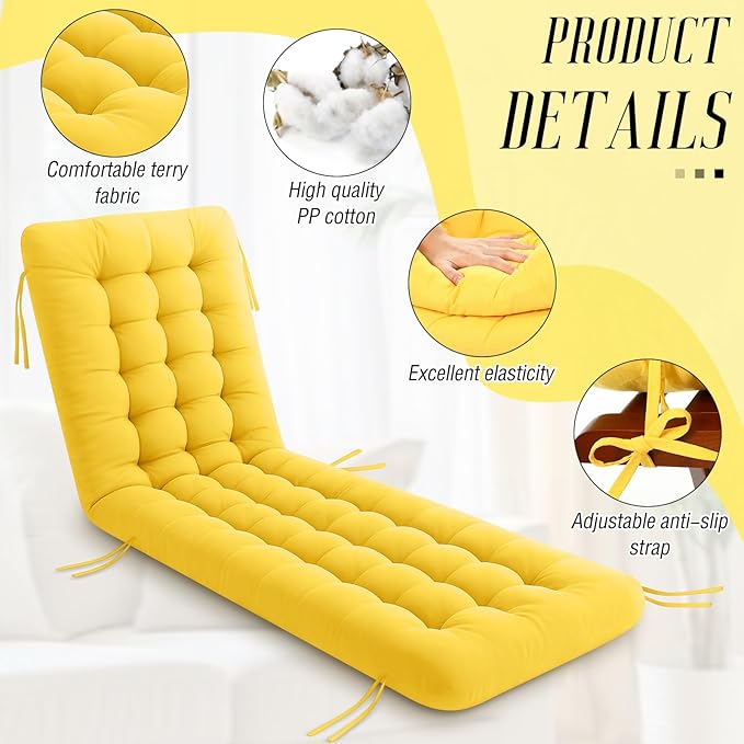 Vercraft Long Floor Cushion Large Floor Cushion with Brushed Cotton 74.8 x 27.5 x 3.15 in Jumbo Lounger Pillow for Outdoor Indoor Bay Window Meditation Yoga Reading Sleeping(Yellow)