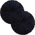 Teieas 2 Pcs Round Throw Pillows Decorative Pumpkin Velvet Boho Pleated Bed Pillows Back Support for Couch Chair Dorm Car 14.96'' (Black)