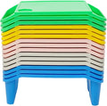 Kids Lap Desk Tray Set of 15, Portable Stackable Lap Trays with Cup Holder & Side Pockets, 19.69x9.84x7.1in Plastic Activity Tray for Home, Classroom, Daycare