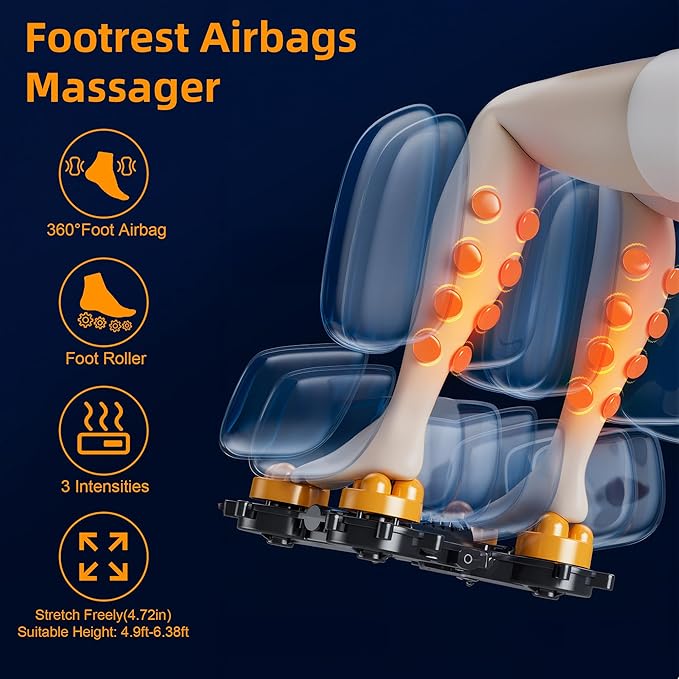 Massage Chair Full Body, 4D Zero Gravity Massage Chair Recliner with Heat, Shiatsu Massage Recliner Chair with 10 Fix Rollers, 5 Auto Modes, Foot Massage, Airbags, Control Screen