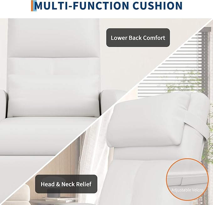 GarveeHome Power Recliner Chair, Adjustable Electric Recliner Ergonomic Overstuffed PU Leather Single Sofa, Tall Back, Padded Seat, 2 Side Pockets and USB Port, Home Theater Seating for Living Room