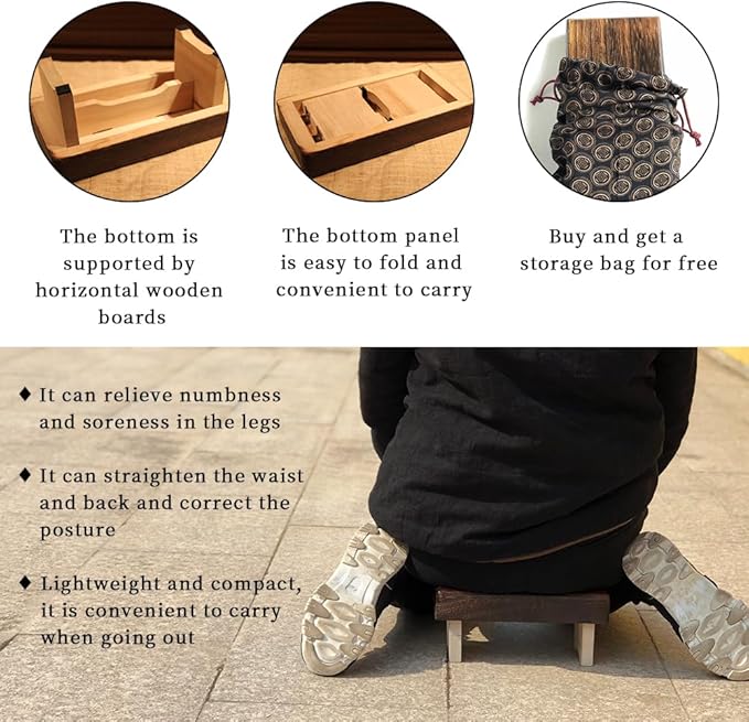 Stillgrain Foldable and Portable Meditation Bench - Seiza Stool, Suitable for Mindfulness Practice, Prayer, Yoga and Travel. Multiple uses: Step Stool, Decorative Shelf, Lightweight, eco-Friendly