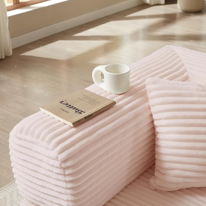 Chorlenimi Boneless Couch Futon Sofa Bed Sectional Couches for Living Room,Cloud Couch with Sleeper Sofa,Sofas for Living Room Oversized Corduroy Upholstered (Pink, 81 Inches (with Iron Frame))