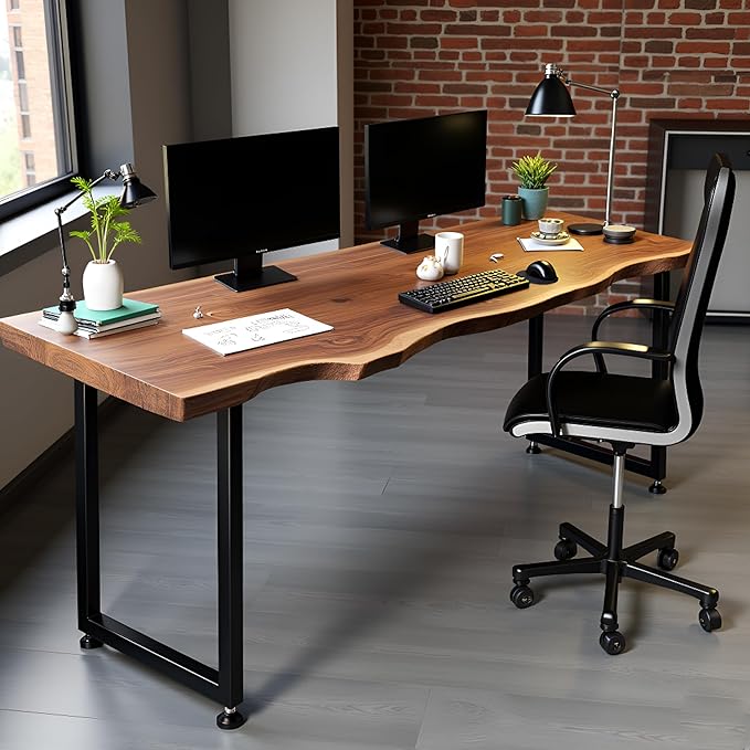 CHICAURA Heavy Duty Metal Table Legs 28x24 Inch, Modern Industrial Steel Square Frame for DIY Dining Table, Kitchen Table Base, Desk, Workstation, Supports 1000lbs, Set of 2 (Black)