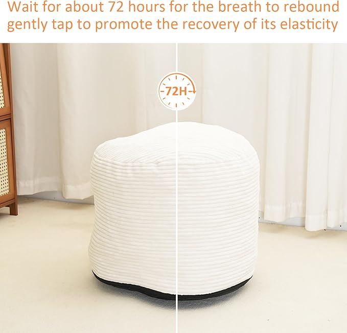 Yueyocici Pouf Ottoman Stuffed Round Modern Foam Filled Foot Rest Corduroy Poufs for Living Room Chair Decorative 20 X 15 Inches Fluffy Pouf Foot Stool Storage Ottoman, Beige