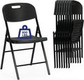Winlice 8 Pack Thicker 800 LBS Black Folding Chairs, Commercial Grade Folding Chair, Foldable Chairs for Events