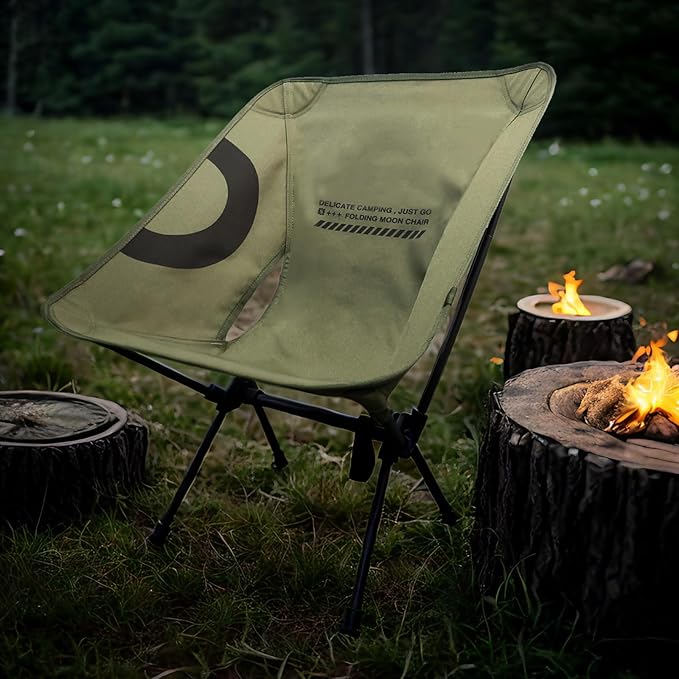 Lightweight Folding Camping Chair for Adults, Heavy Duty 270lbs Capacity Compact Backpacking Hiking Chair – Portable Durable Outdoor Chair with Ergonomic Support (Army Green)